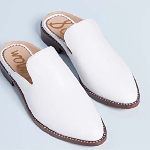 SAM EDELMAN Laddie White Leather Mule studded 8.5 - Picture 3 of 11